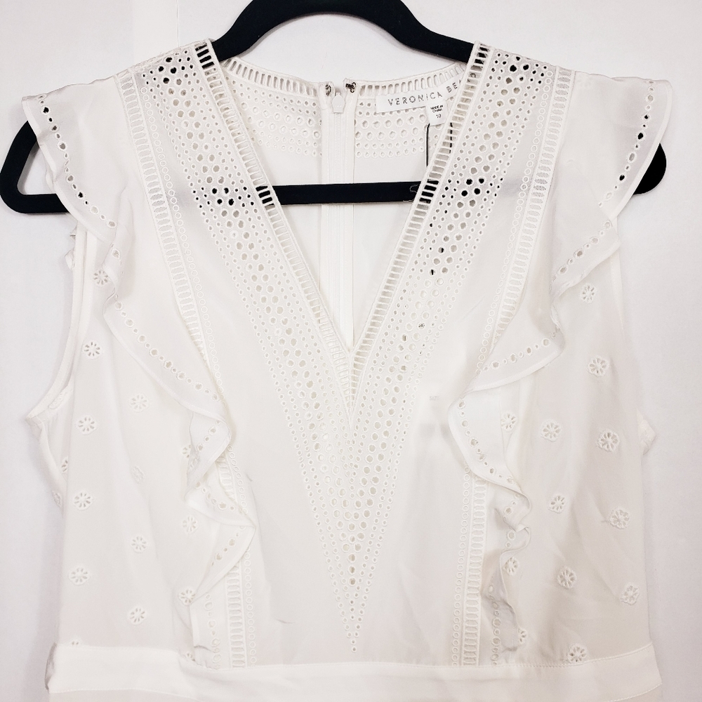 🆕️ Veronica Beard Brooke V-neck silk top - Picture 3 of 9